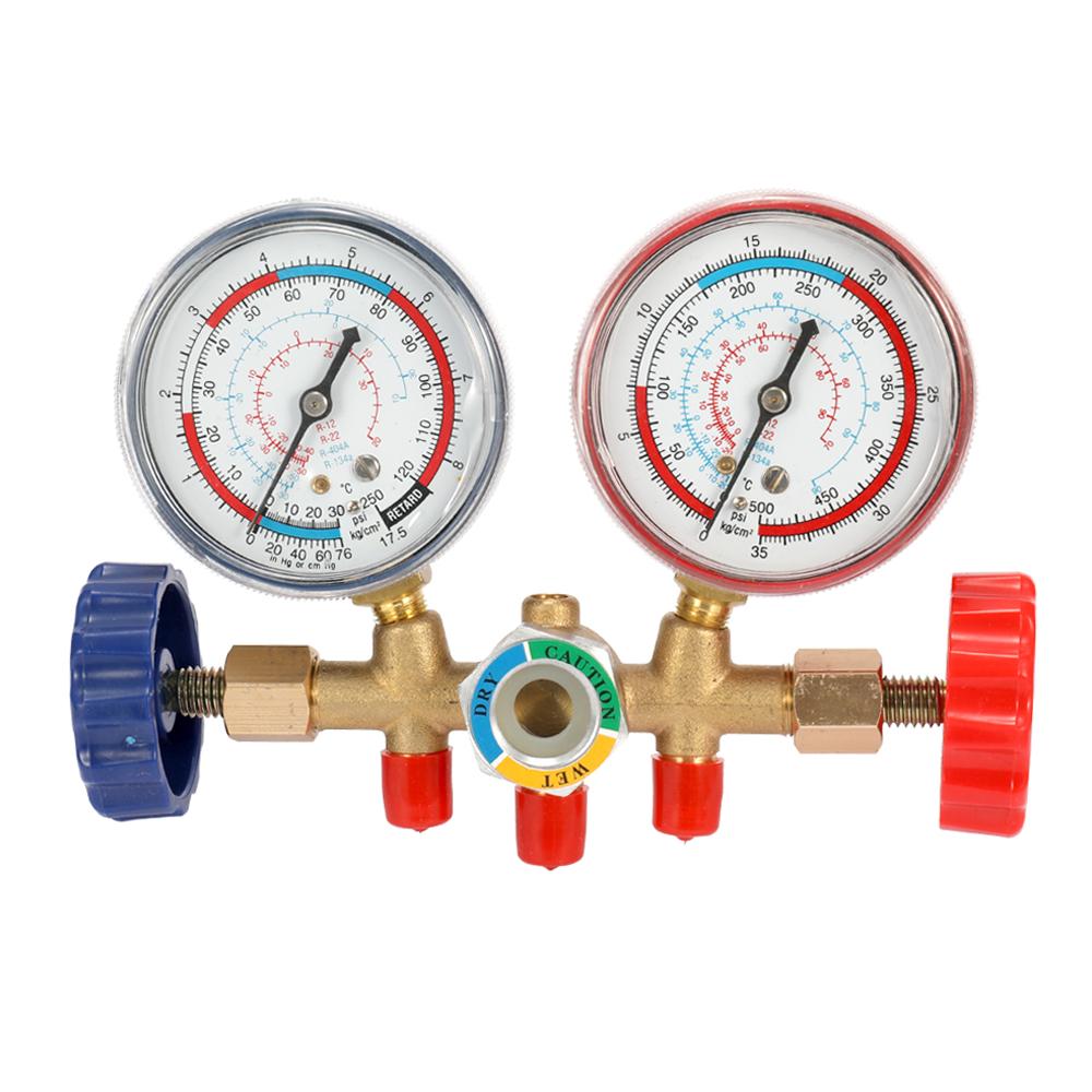 Gauge Measurement Tool Refrigerant Manifold Gauge Air Conditioning Refrigerant Charging Hoses with Gauge for R12 R22 R404A R134A