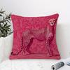 1pc Bohemian Pink Leopard Print Pillowcase, Soft And Comfortable Polyester Short Plush Fabric, Single-Sided Printing, 44.96 X 44.96 Cm, Machine Washab