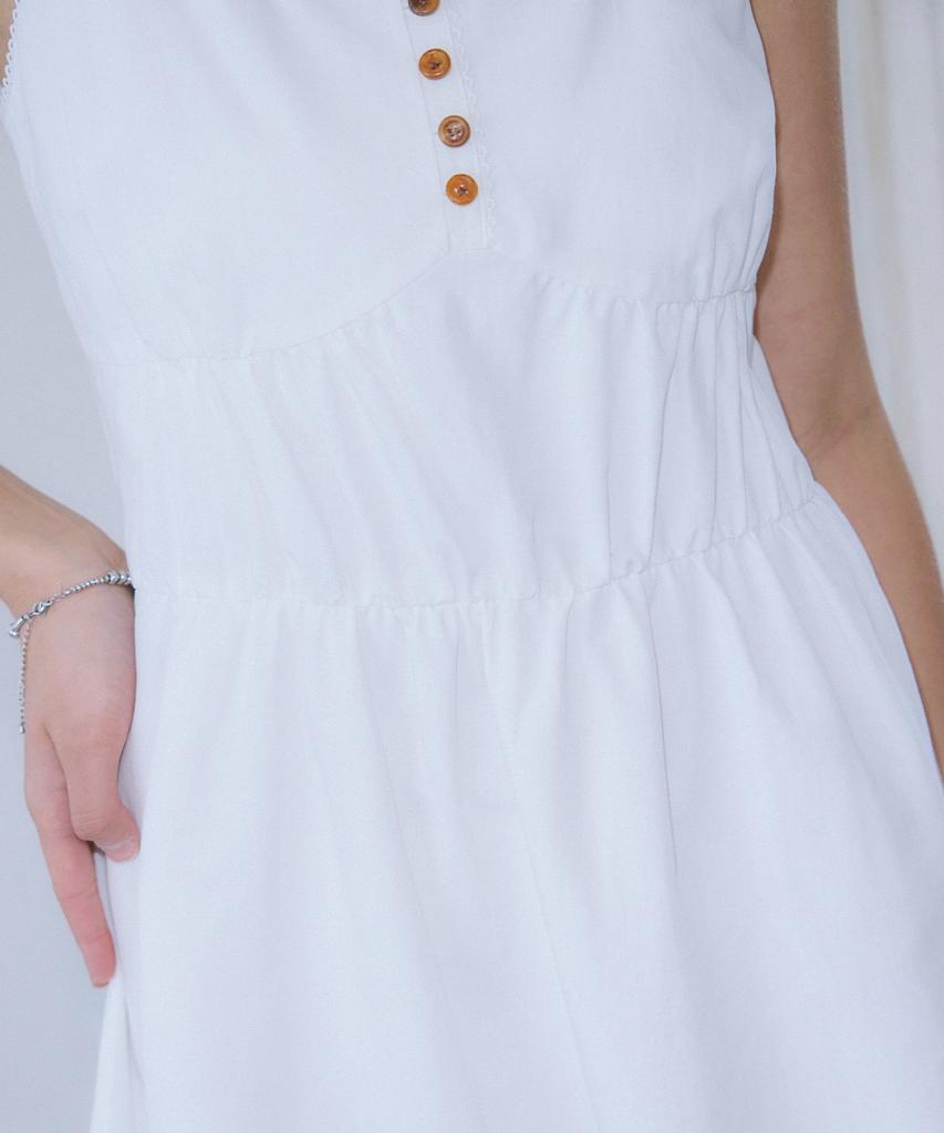 Kiyamo Linen Prairie Sundress _White