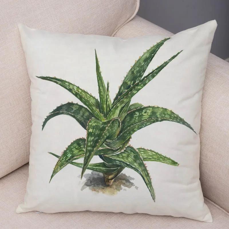 Watercolor Succulents Decorative Pillowcase Office Living Room Car Ornaments Home Pillowcase