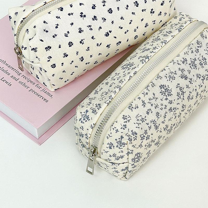 INS Sac à Crayons à Imprimé Floral Grande Capacité Trousse à Crayons Multifonctionnelle Sac à Papeterie Étudiants Organisateur de Papeterie