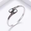 Inlaid Imitation Green Agate Retro Adjustable Opening Bracelet Alloy Couple Bracelet