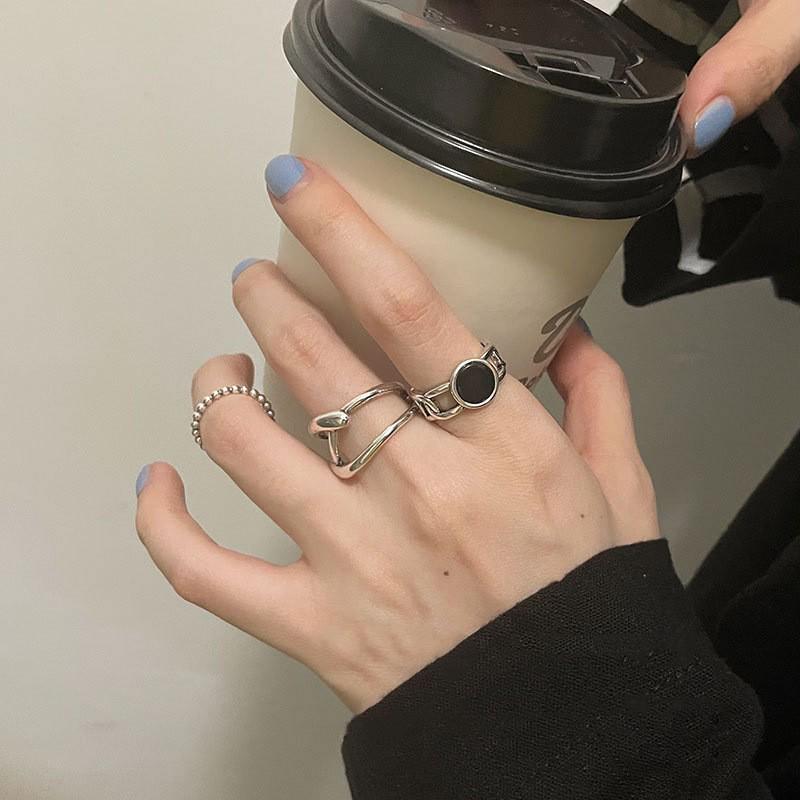 Korean Style S925 Silver Plated Geometric Open Finger Ring - Women's Vintage Hip Hop Jewelry for Index or Pinky Finger.