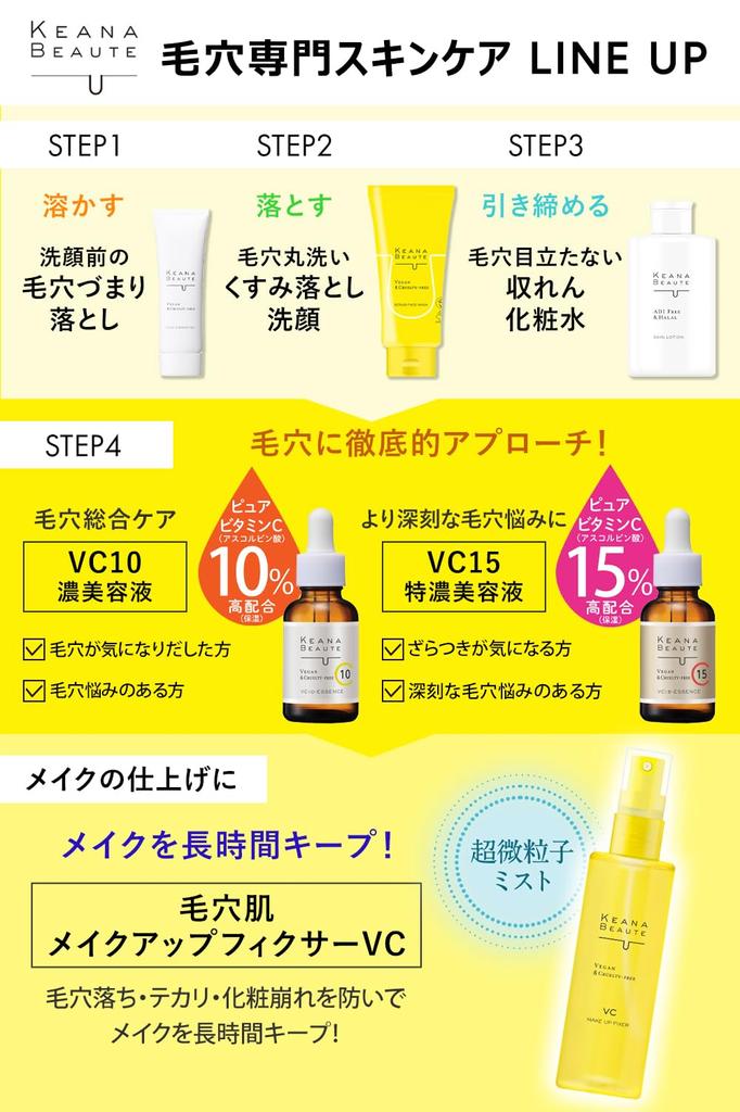 KEANA BEAUTE Meishoku Makeup Fixer Pore Fixer Vitamin Prevents Pore Sebum and Makeup Made In Japan Mist, VC, 85ml, C, Cleansing, Breakdown, Shine,