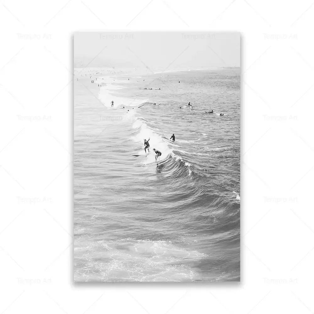 Black White Poster Ocean Sea Wave Nature Landscape Aesthetic Canvas Painting Posters and Prints For Living Room Decoration