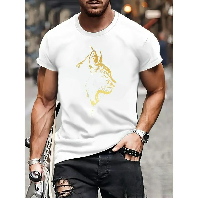 Европейские размеры Мужская свободная хлопковая футболка с принтом Черная футболка с изображением головы кошки S