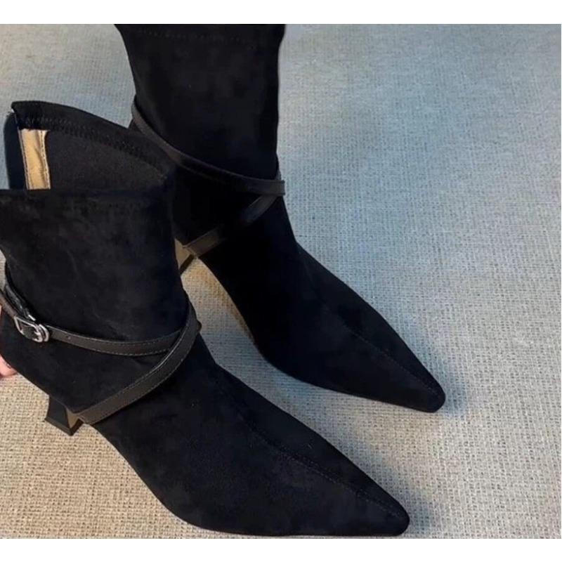 Neuer Stil Mode Elastische Schlanke Damen Stiefeletten Mode Party Stripper Damen Schuhe Damen Hoher Absatz Kurze Stiefel Mujer
