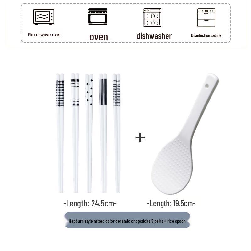 Haoya Jingdezhen Hepburn Style Ceramic Chopstick & Spoon Set