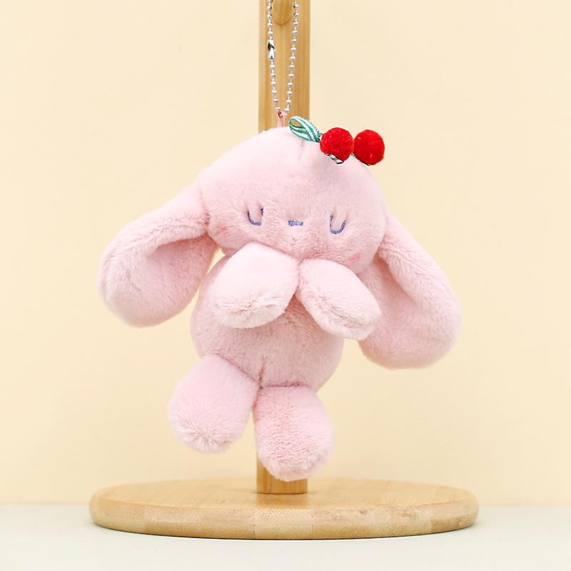 

Stuffed Adorable Bunny Keychain Cute Plush Rabbit Bag Charm In White Gray Blue And Pink Rabbit