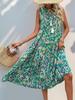 2026 European & American Summer Resort Sleeveless V-Neck Tassel Abstract Print Dress for Women