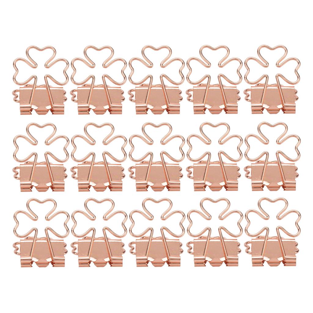 15Pcs Paper  Clips Cute  Trefoil Strong Clamping Force Metal Small  Clips for Office