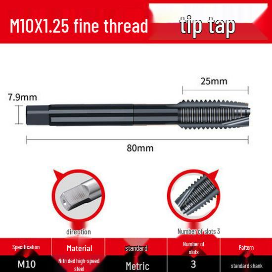 Cobalt Nitride Spiral Tap for Stainless Steel (Drill Bit: M4, M5, M6, M8, M10)