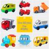 Building Block Set: Bus, Fire Truck, Bulldozer, Princess Car, Police, Airplane, Motorcycle, Loose Parts for Scene Creation