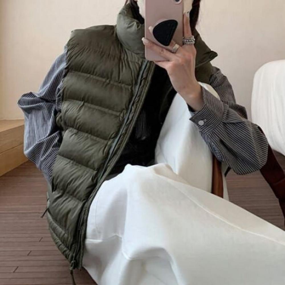 Navava Warm Solid Minimal High Neck Padded Vest Nc452