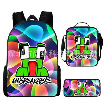 Unspeakable Pattern Schoolbag Large Capacity Backpack Shoulder Bag Pencil Case Three-Piece Set