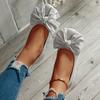 Large Size Butterfly Knot Ladies Flat round Toe Soft Bottom Summer Grandma Shoes Casual Micro Fiber Upgraded Rubber Sole