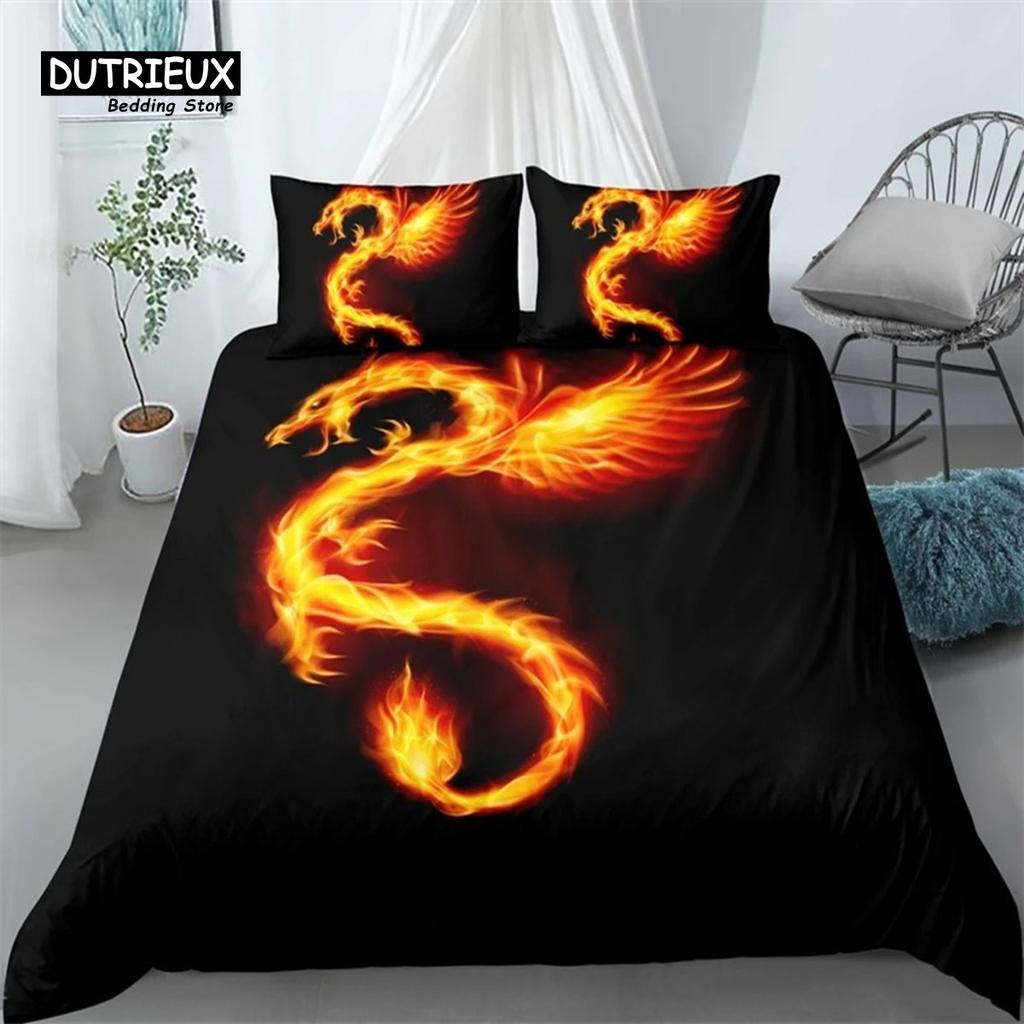 Flaming Phoenix Bed Cover Full Queen Size Phoenix Nirvana Fired Volcano Bed Ensemble Premium Microfiber Comforter Cover For Teen Adult Decor