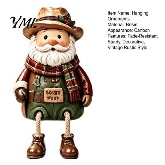 Decorative Fireplace Mantel Figures Christmas Shelf Sitter Figurines, Retro Farm Animal Hanging Leg Decor, Farmhouse Style Holiday Decor Ornaments for