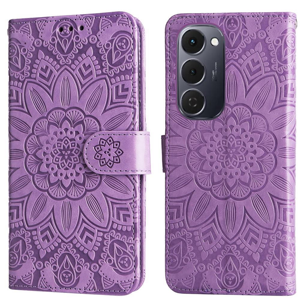 For TECNO Spark 40 Pro+ 4G Case Sunflower Imprint Leather Wallet Phone Cover