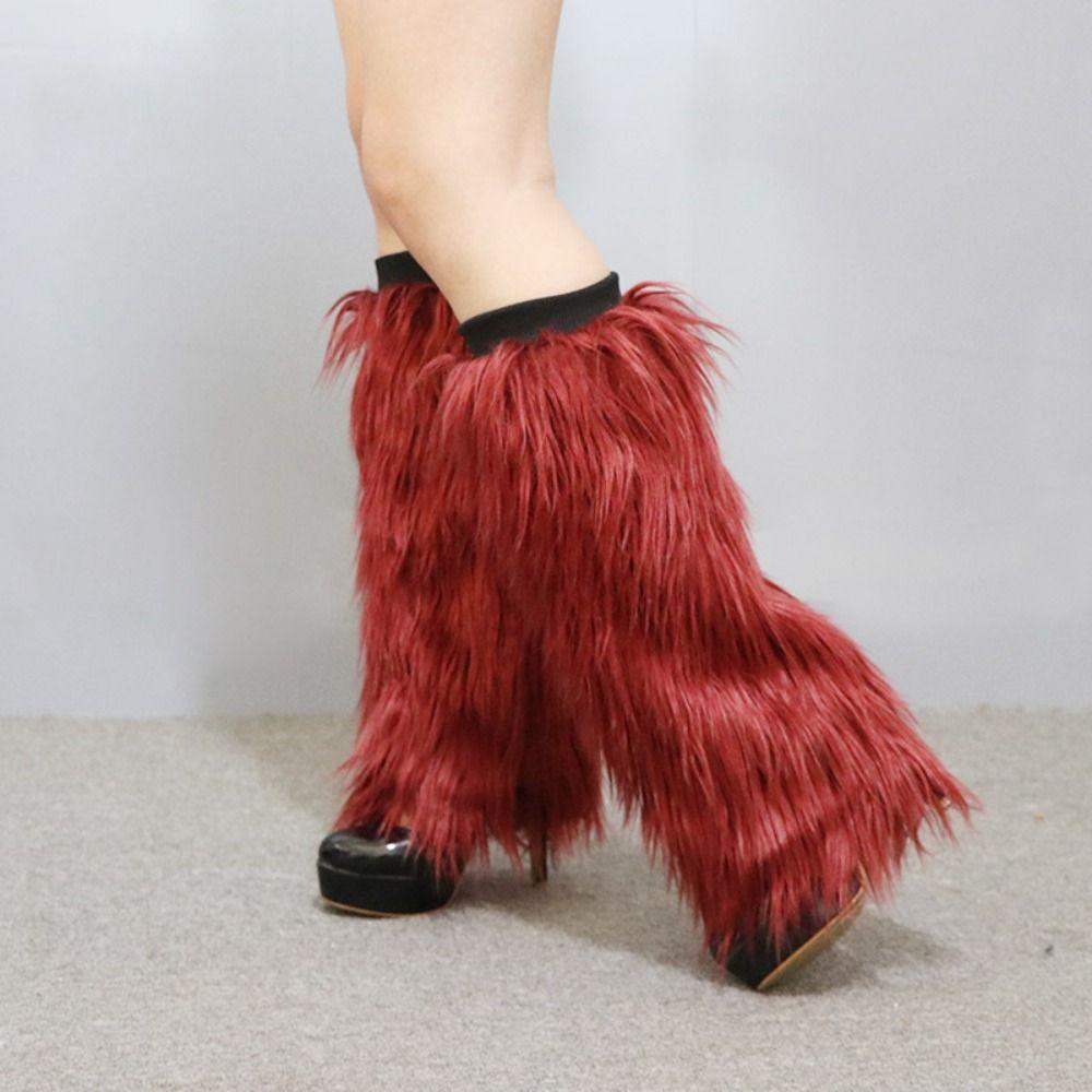40cm Furry Leg Warmers Japanese Style Long Tube Sock Harajuku Style Lolita Boots Cover Women