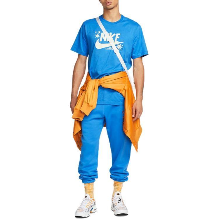 Nike T Shirts Men's Blue Crew Neck Moderate Straight Fit DR7808-435