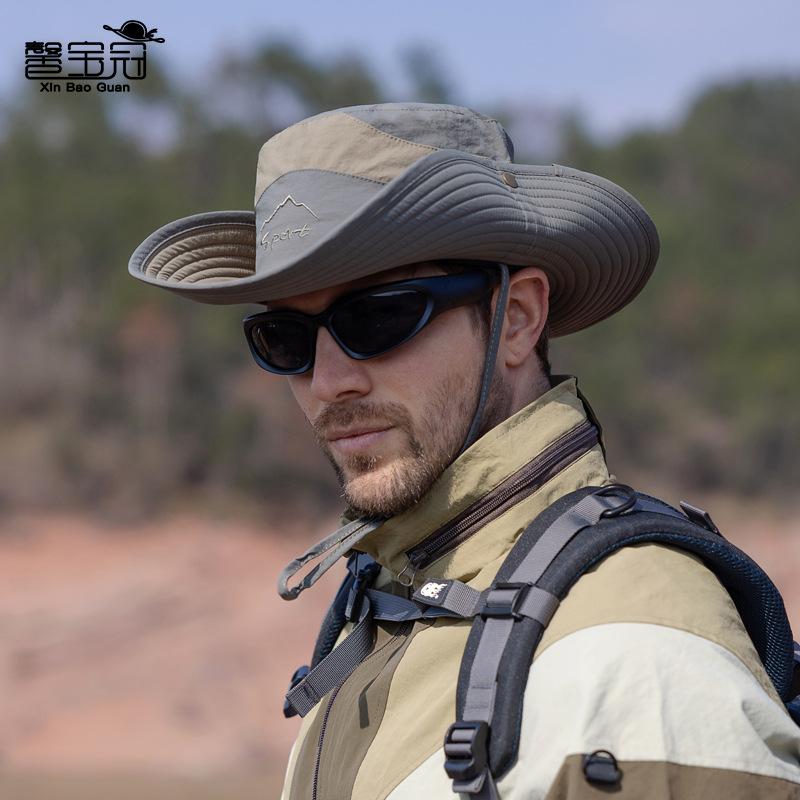 New bucket hat spring and summer outdoor sun hat men's mountaineering fishing quick-drying waterproof big eaves hat children