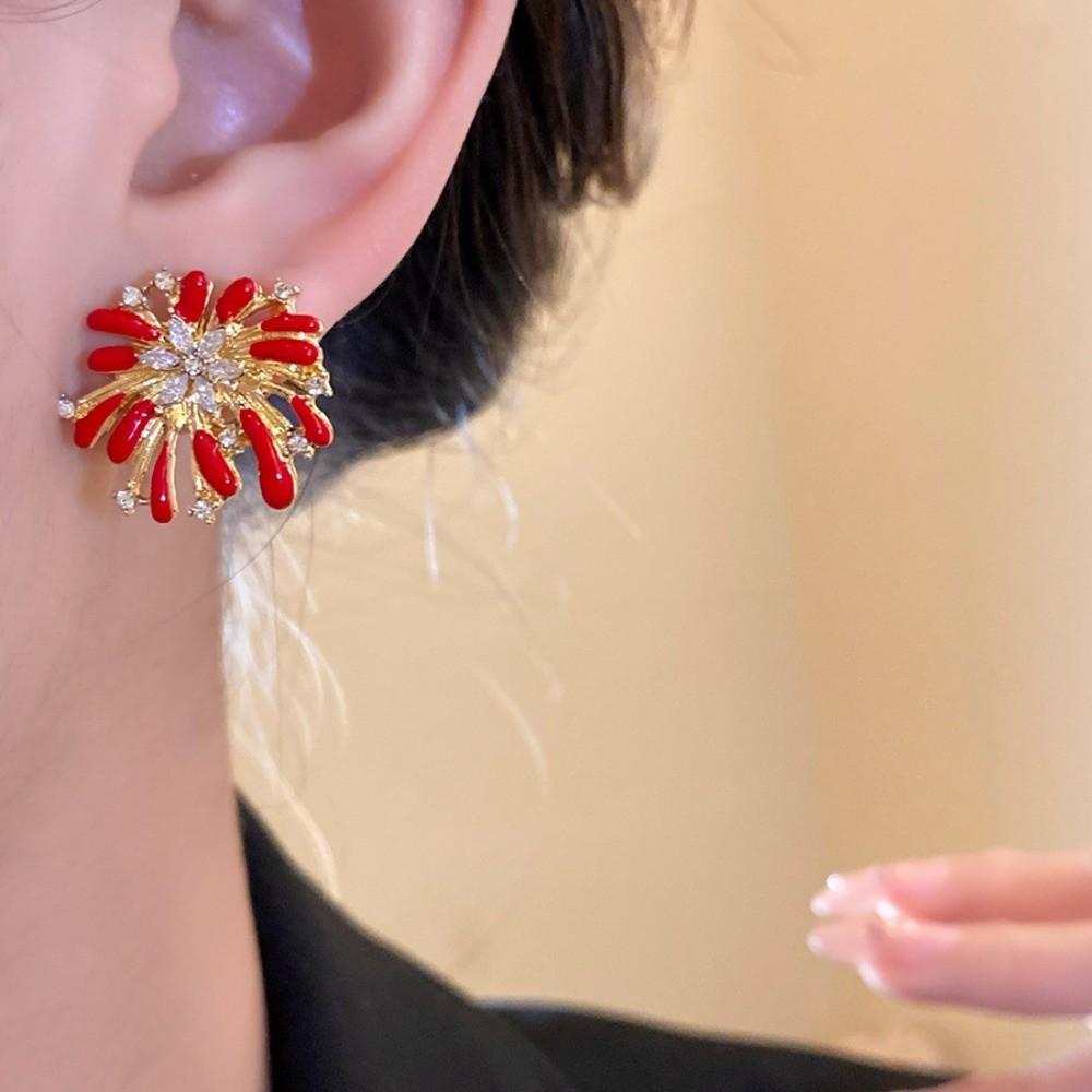 Fashion Jewelry Red Fireworks Stud Earrings Happy New Year Gift Fireworks Drop Earrings  Woman