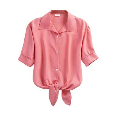 Casual Chic Women Top Stylish Women's Short Sleeve Blouses for Office Travel Breathable Solid Color Shirts for Daily for Summer