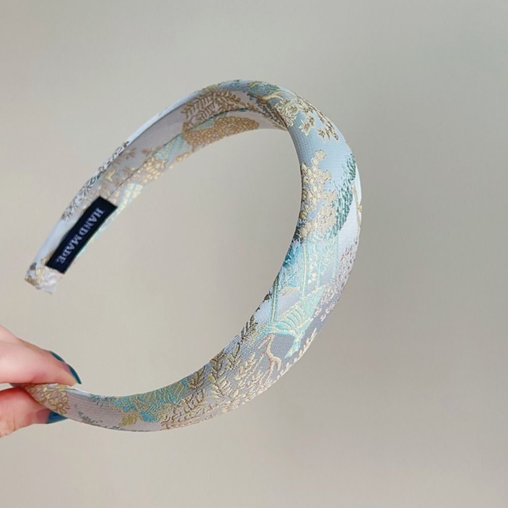 Elegant Satin Jacquard Hair Hoop Retro Exquisite Headband Chinese Embroidery Headband Girls