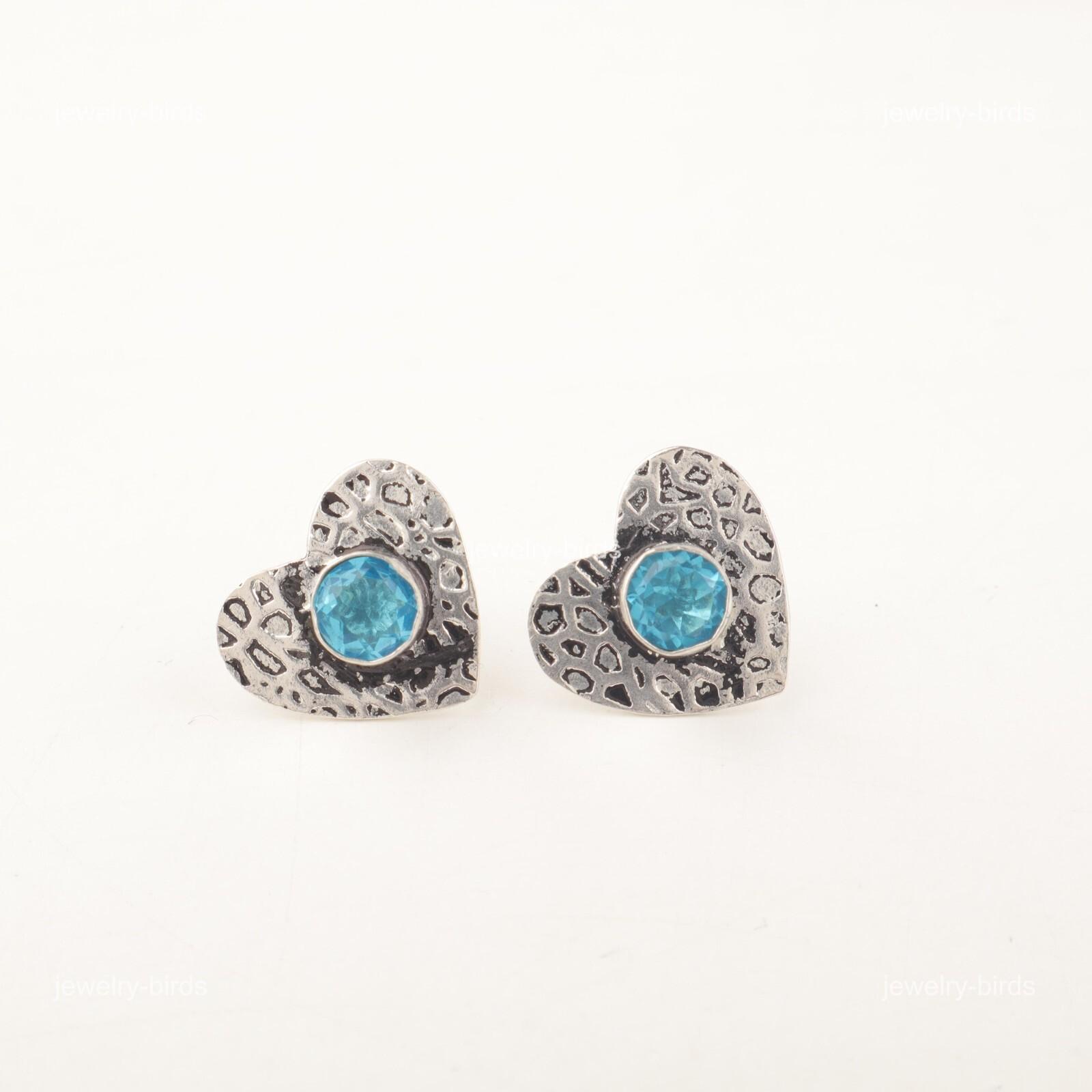 

Natural Swiss Blue Topaz 925 Silver Stud Post Unique Wife Gift Earrings Jewelry EE-143-7
