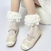 Spring Summer Sweet Ballet Style Socks With Wings And Pearl Bows For Teen Girls