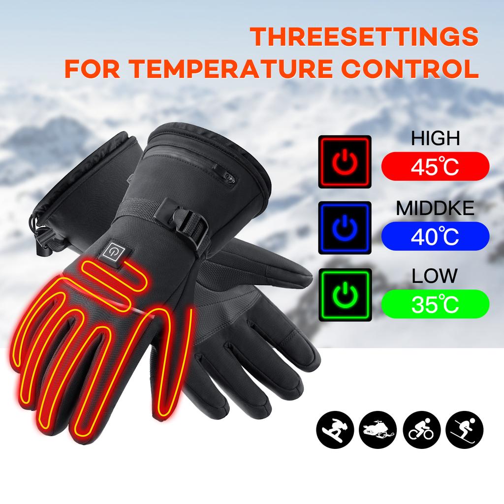 Electric Heated Gloves Motorcycle Winter Moto Heated Gloves Warm Waterproof Rechargeable Heating Thermal Gloves For Snowmobile