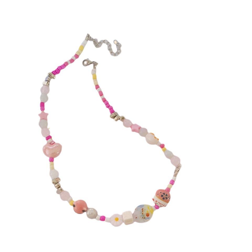 Dopamine Girl: Sweet & Versatile Beaded Necklace - Trendy, Luxurious Clavicle Chain for Women