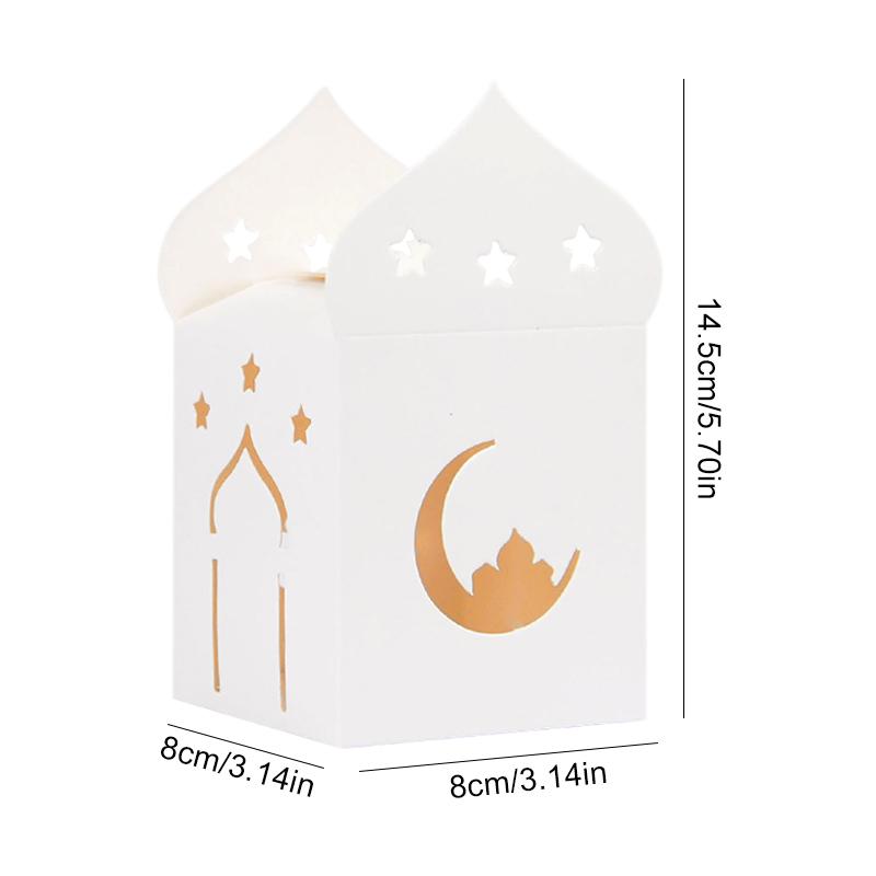 5-20pcs Eid Mubarak Candy Boxes Hollow Star Moon Cookie Gift Packaging Box Ramadan Islamic Muslim Party Decoration Supplies