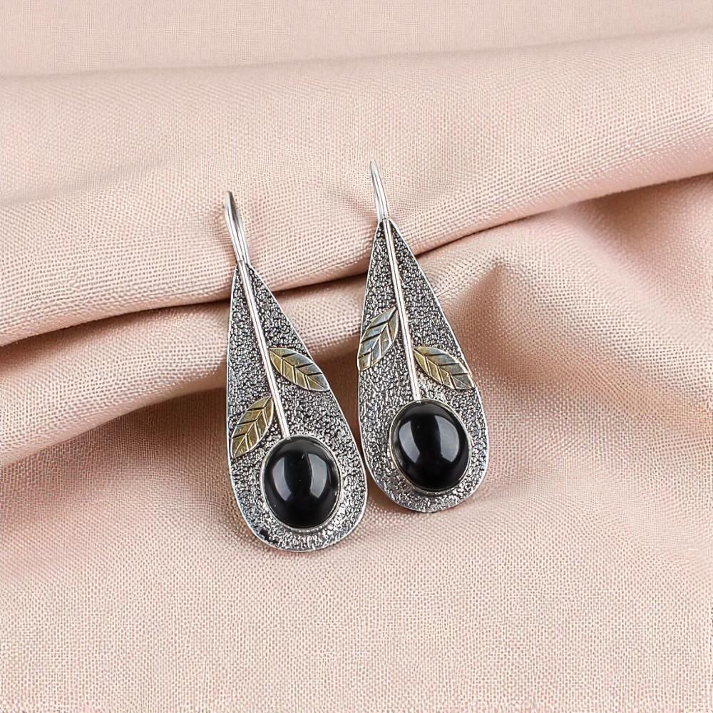 

Драгоценный камень Черный Турмалин Ювелирные изделия из серебра 925 пробы Серьги ручной работы 2,00 EE-72-24