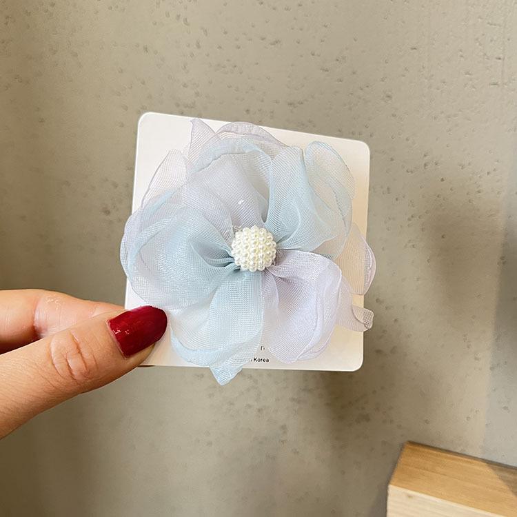Spring-Summer Mesh Floral Hair Clip for Girls – Cute Camellia Princess Accessory