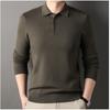 Spring and Autumn Cardigan Men's Lapel Sweater 100 Pure Wool Sweater Bottoming Shirt Dad Top Men's Clothing