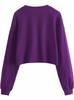 2024 Autumn/Winter Women's Solid Color Plus Velvet Loose Round Neck Short Hoodie