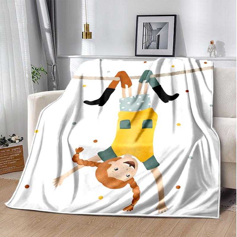 Pippi Coperta di Flanella Morbida Calda Coperta per Tutte le Stagioni, Design per Campeggio, Viaggio in Auto, Escursionismo Divano, Letto, Ufficio Regalo Perfetto per Feste