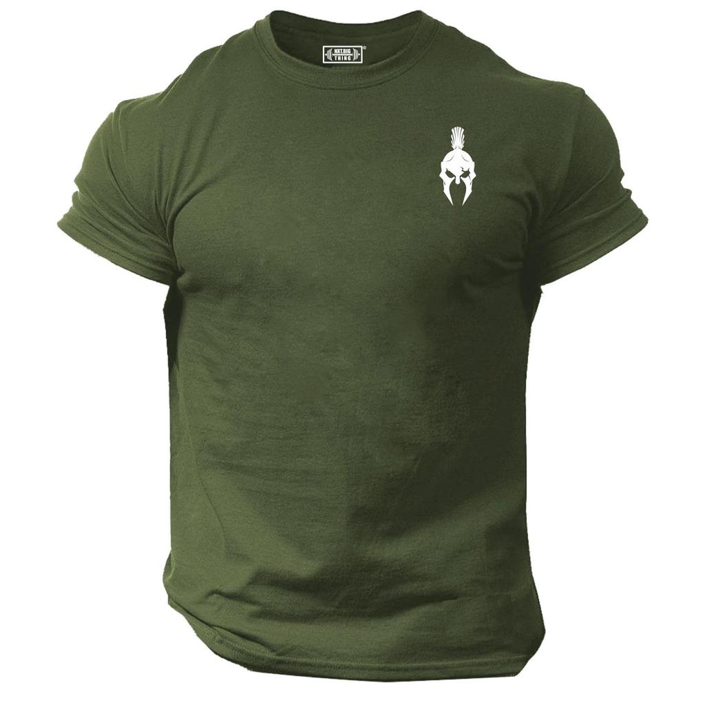 Spartan Helmet T Shirt Pocket Gym Clothing Bodybuilding Training Workout MMA Top