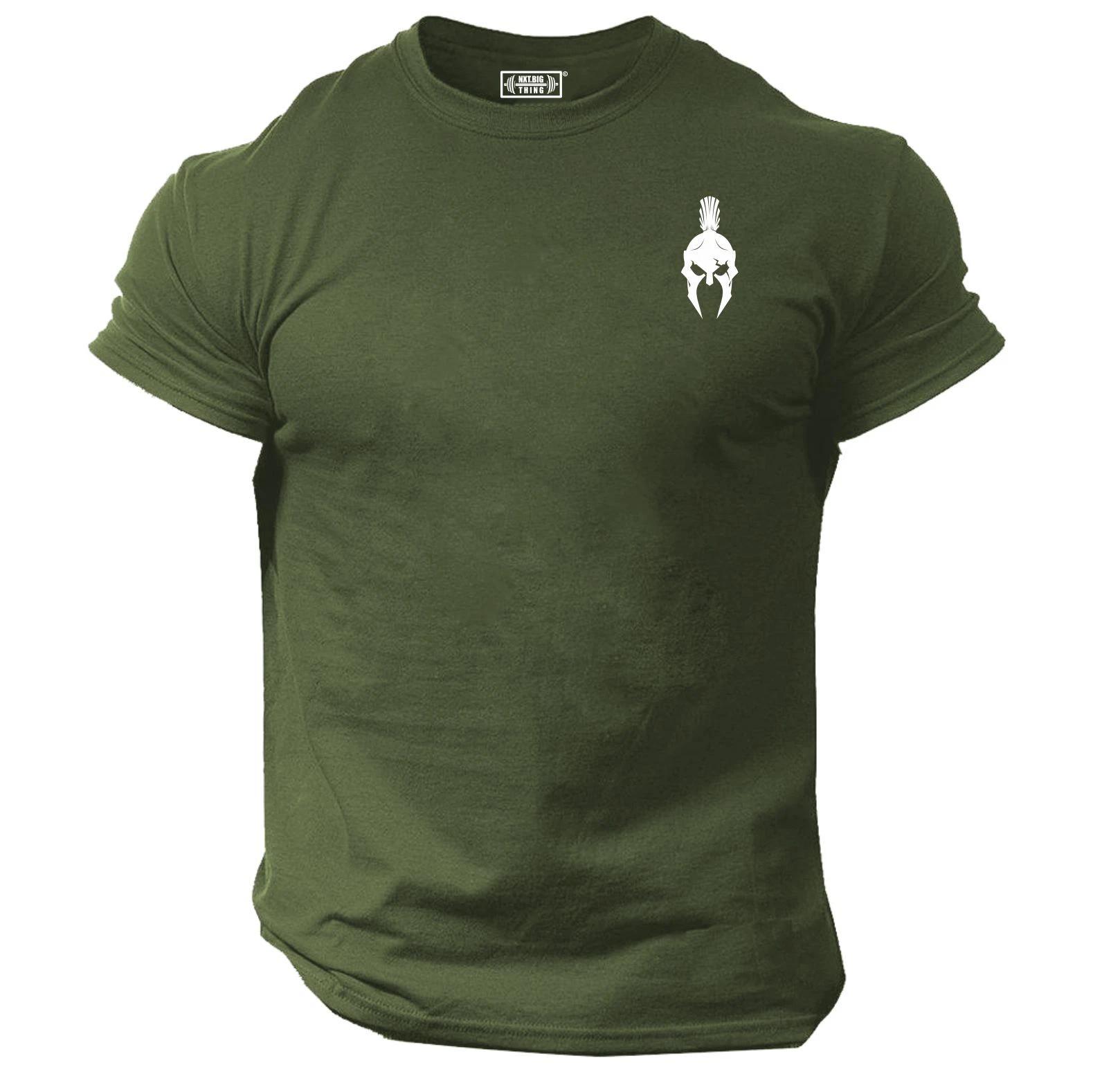 Spartan Helmet T Shirt Pocket Gym Clothing Bodybuilding Training Workout MMA Top 2XL
