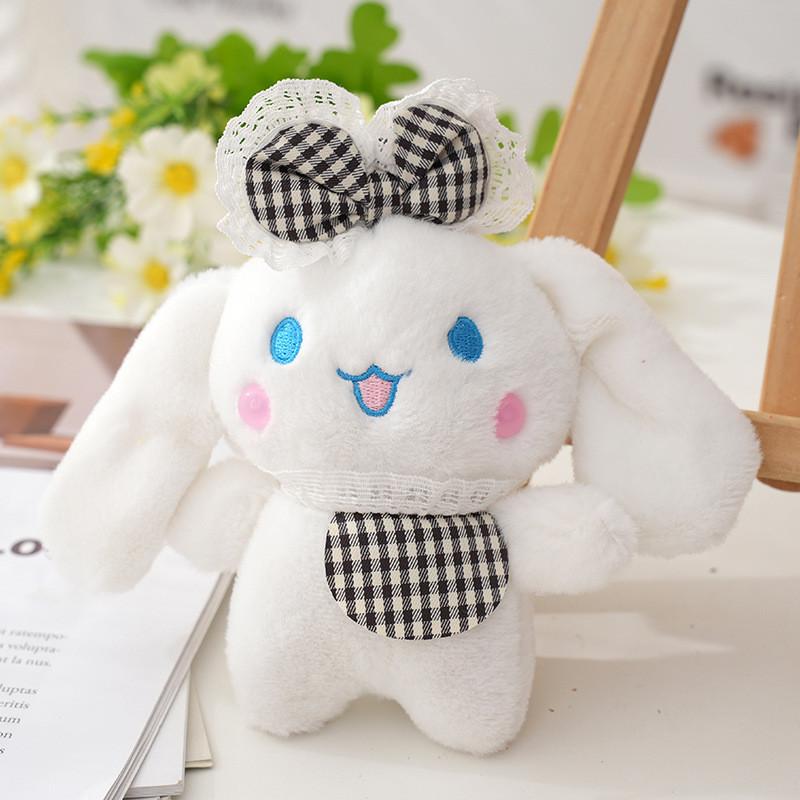 Charming Plush Bunny Keychain Cute Flower Pattern Adorable Bag Accessory 12cm