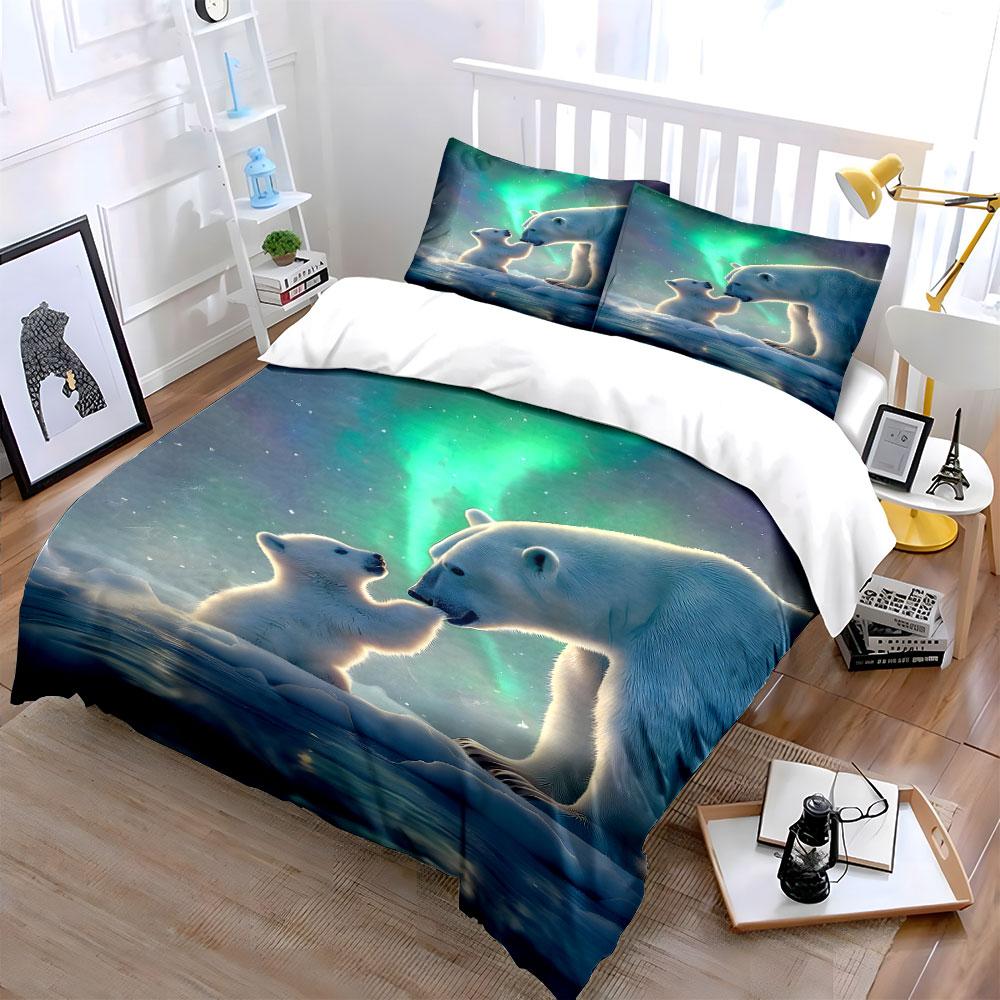 Polar Bears and Aurora. Bedding Sets Duvet Cover Sets Duvet Covers Pillowcases(1 * Duvet Cover 2 * Pillowcases Without Duvet Insert)