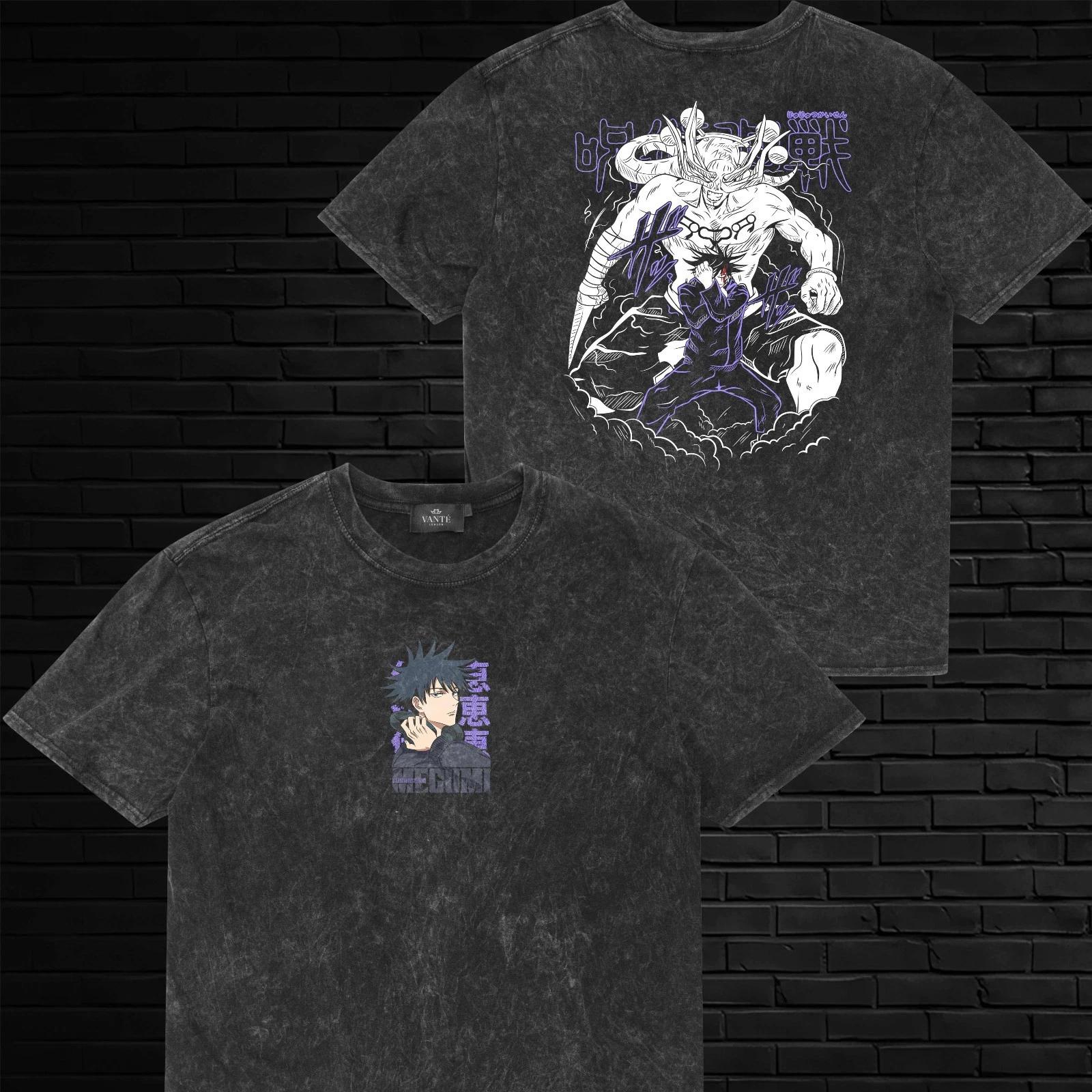 Ichigo Kurosaki Mugetsu Acid Wash Graphic Tee Shirt Getsuga Men’s Top 4XL