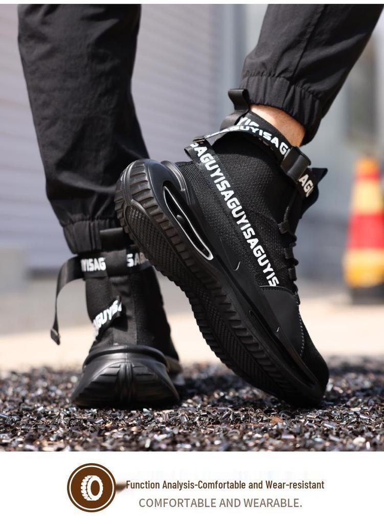 Men's Spring Steel Toe Safety Shoes - Anti-Smash & Anti-Puncture, Comfortable Fit, European Standard.