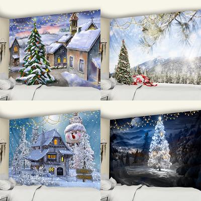Crystal Christmas Tree Wall Decor Backdrop Cloth Christmas Art Wall Hanging Tapestry Christmas Snowflakes Home Decor Tapestry