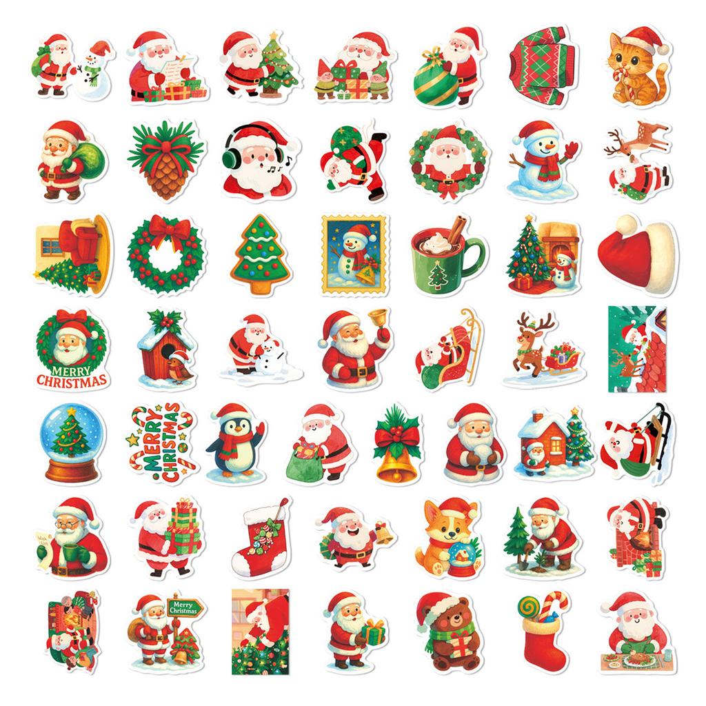 50 Happy Christmas Cartoon Creative Stickers For Decorating Phone Cases, Water Bottles, And Desktops