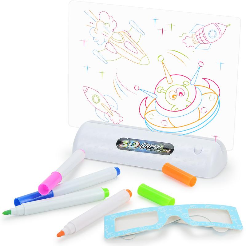 Lavagna Luminosa Fluorescente 3D per Bambini, Lavagna Scrittura Graffiti Tridimensionale, Scrittura Pittura Pittura Fai da Te Giocattoli