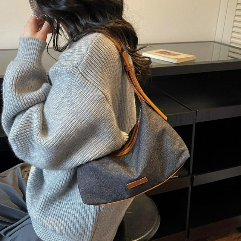 Korean Style Denim Shoulder Bag Women Winter Vintage Casual Crossbody Handle Bag Fashiable Texture and Versatile Storage Bags
