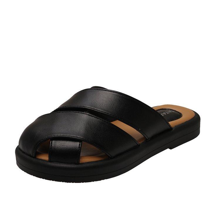 

2025 summer casual outer wear thick-soled cool slippers women s fashion cross-strap light and comfortable lazy bag head slippers 35